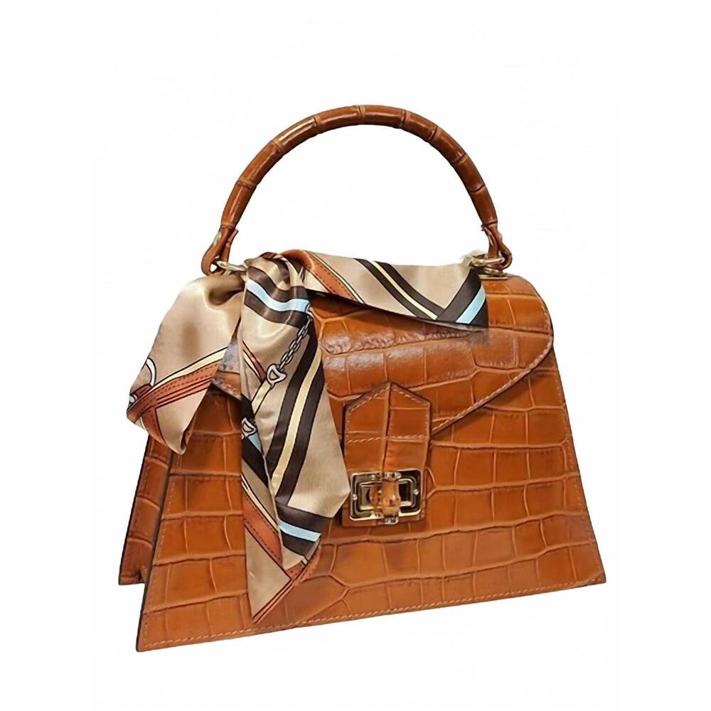 NEW CHARLIE LEATHER women's teresa medium handbag and crossbody bag in cognac